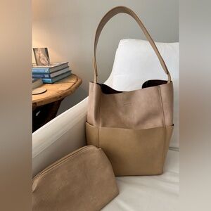 Anthropologie Tan Leather Tote Bag